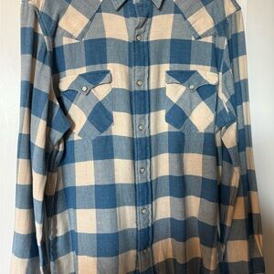Blue and Cream Checkered Men's Shirt